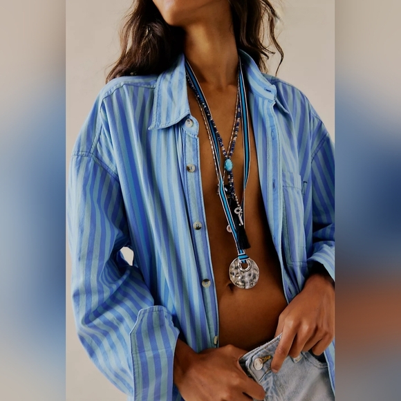 Free People, International Love Layered Necklace, Navy Combo -NEW!! - Picture 1 of 9